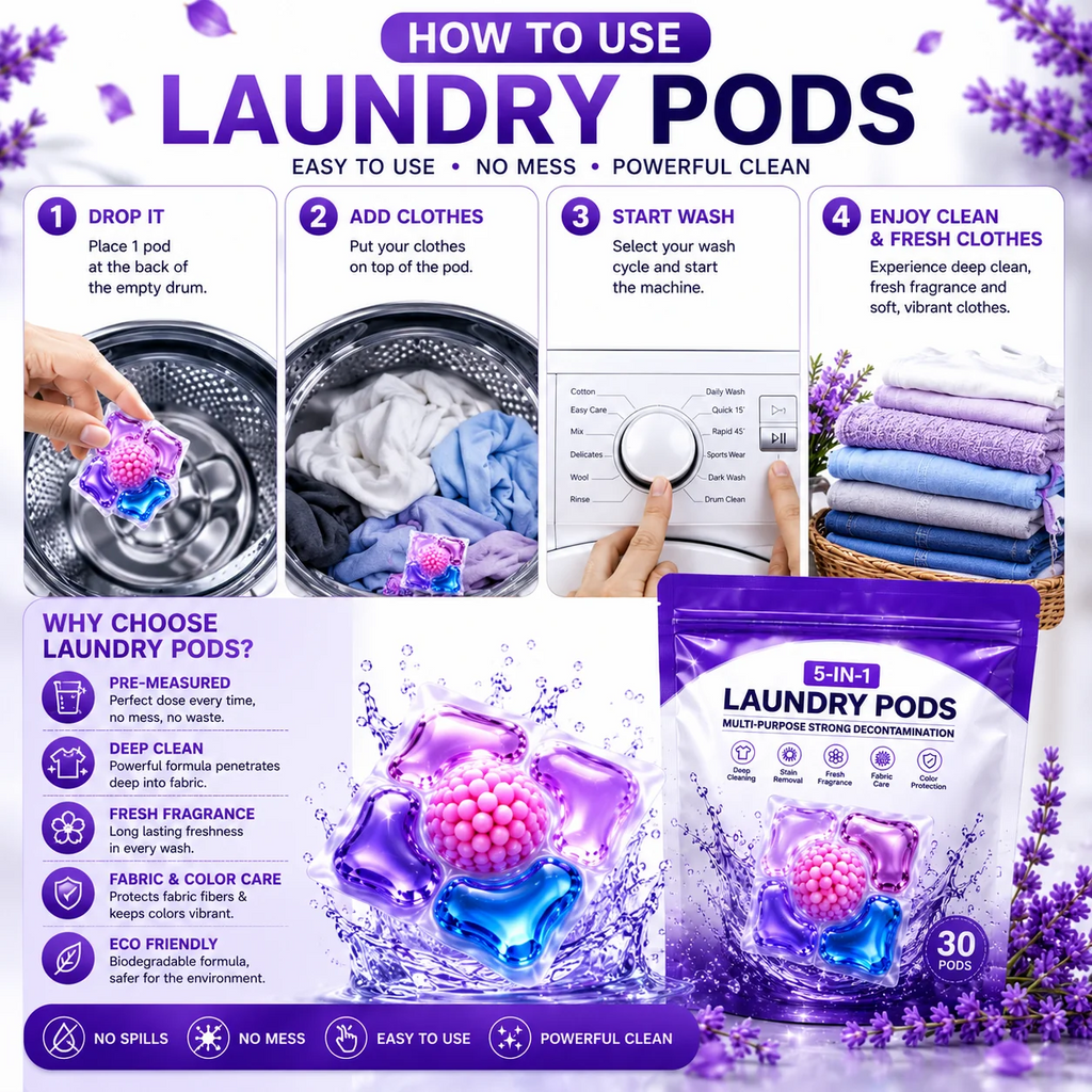 Multi-purpose Strong Decontamination Detergent Cloth Washing pod